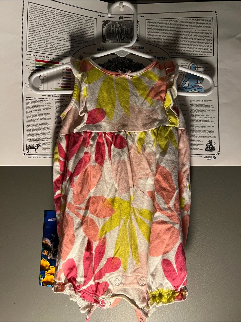 Carter's Sleeveless Floral Tank Romper in Pink, Coral & Yellow